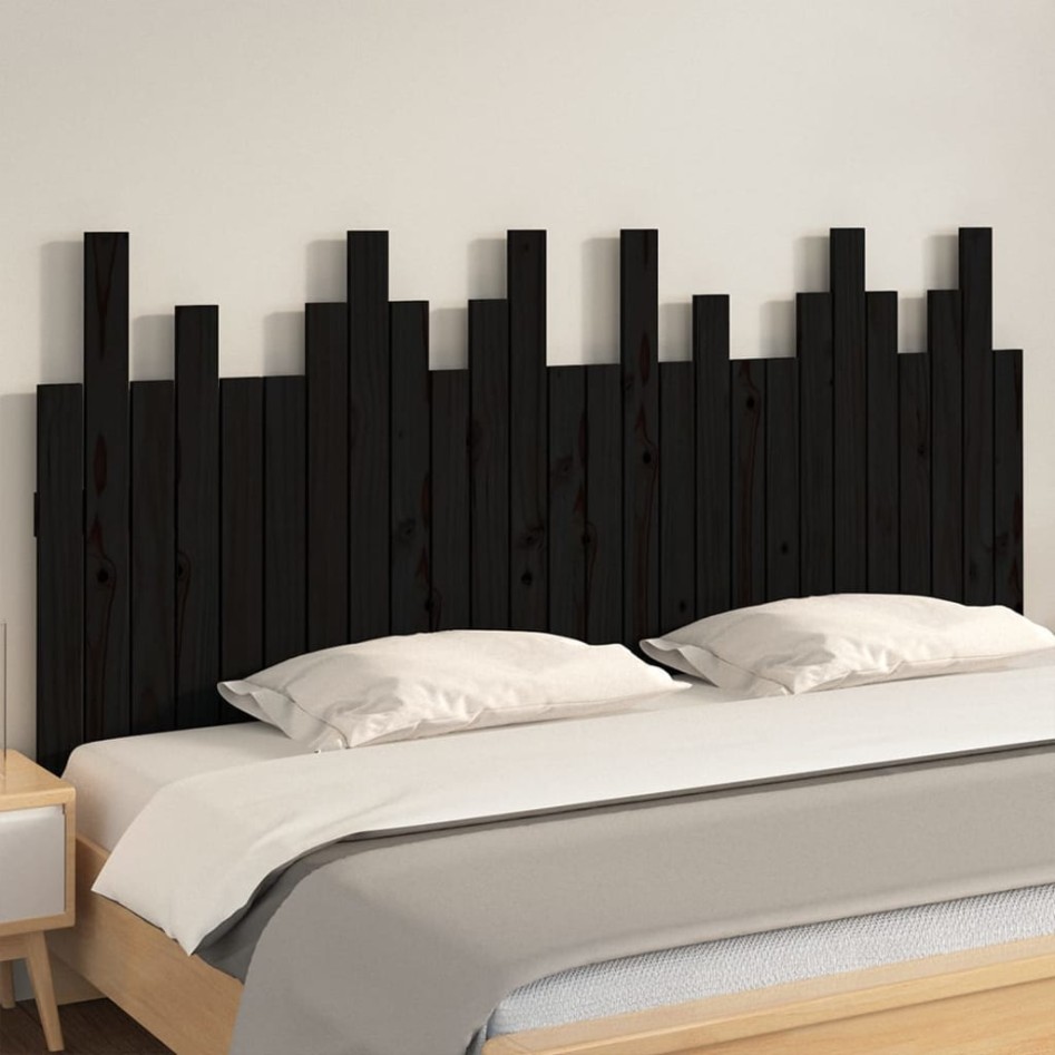 Cabecero de cama de pared madera maciza pino negro 166x3x80