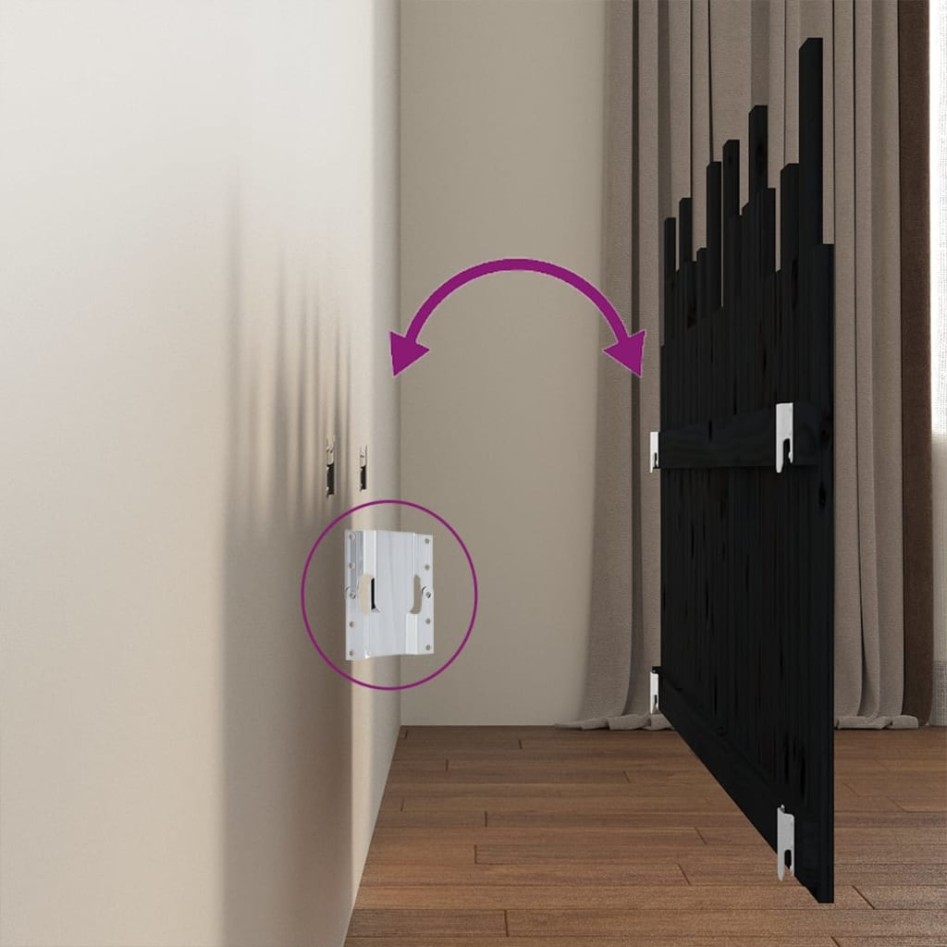 Cabecero de cama de pared madera maciza pino negro 166x3x80