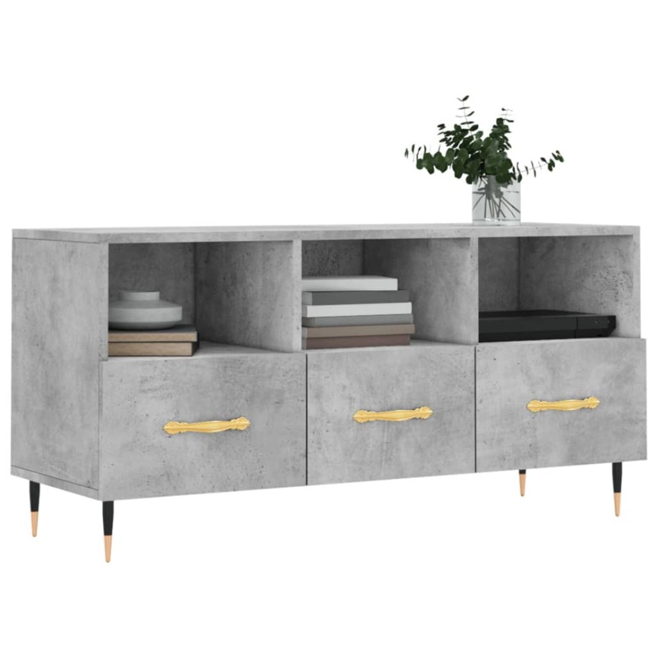 Mueble de TV madera de ingeniería gris hormigón 102x36x50