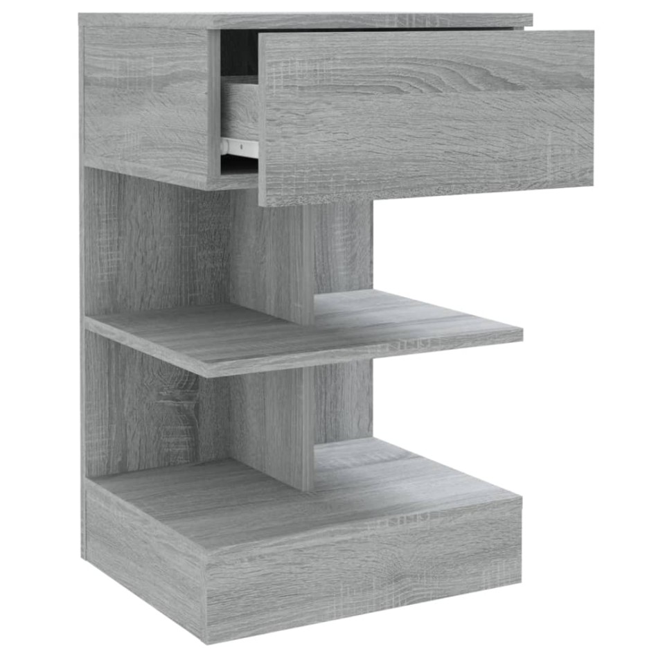 Mesita de noche madera contrachapada gris Sonoma 40x35x65