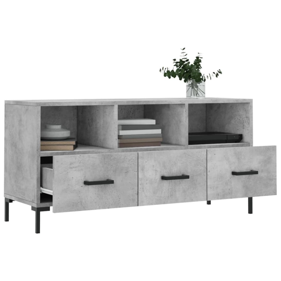 Mueble de TV madera de ingeniería gris hormigón 102x36x50