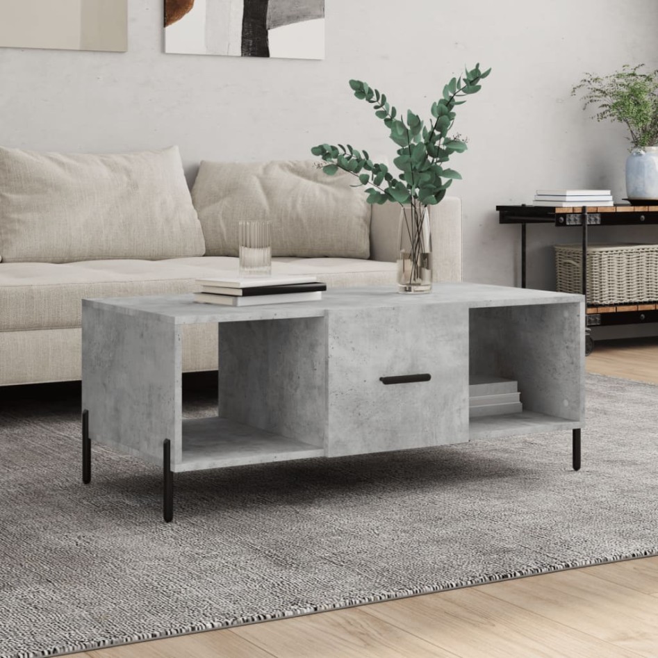 Mesa de centro madera contrachapada gris hormigón 102x50x40