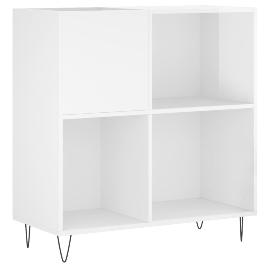 Mueble discos madera contrachapada blanco brillo 84,5x38x89
