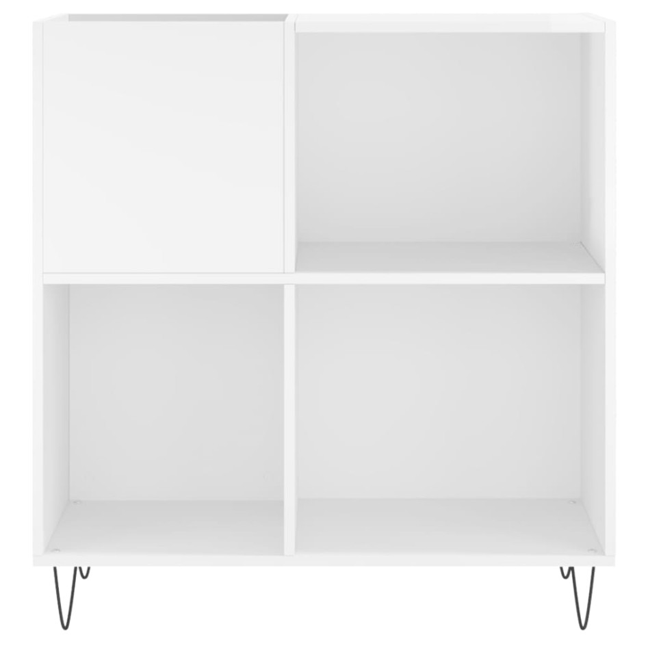 Mueble discos madera contrachapada blanco brillo 84,5x38x89