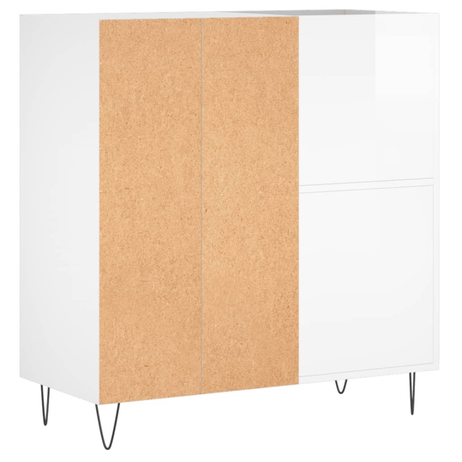 Mueble discos madera contrachapada blanco brillo 84,5x38x89