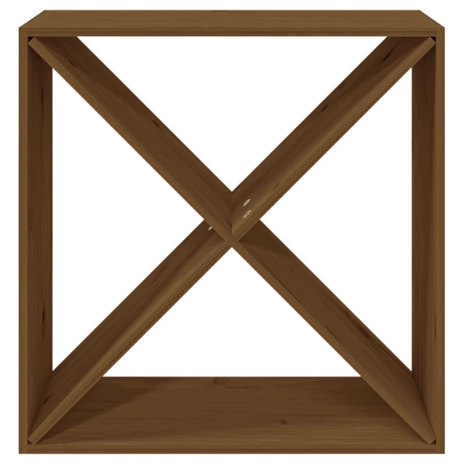 Botellero madera maciza de pino marrón miel 62x25x62