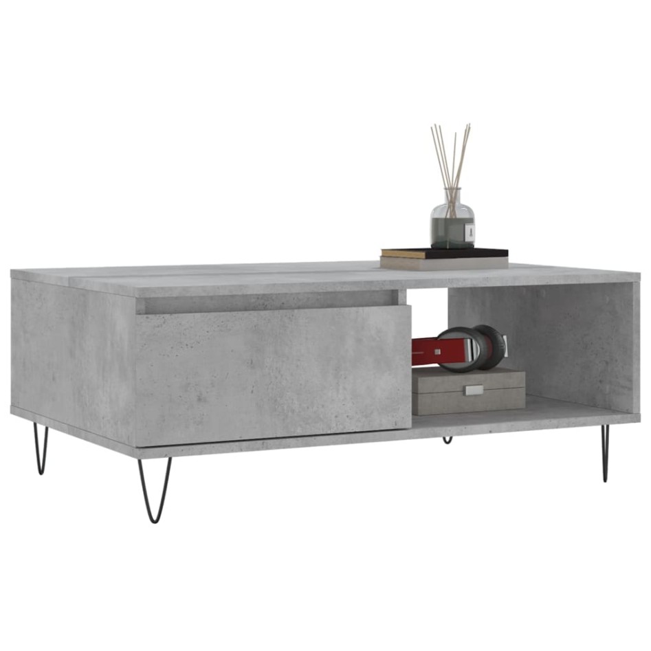 Mesa de centro madera de ingeniería gris hormigón 90x60x35
