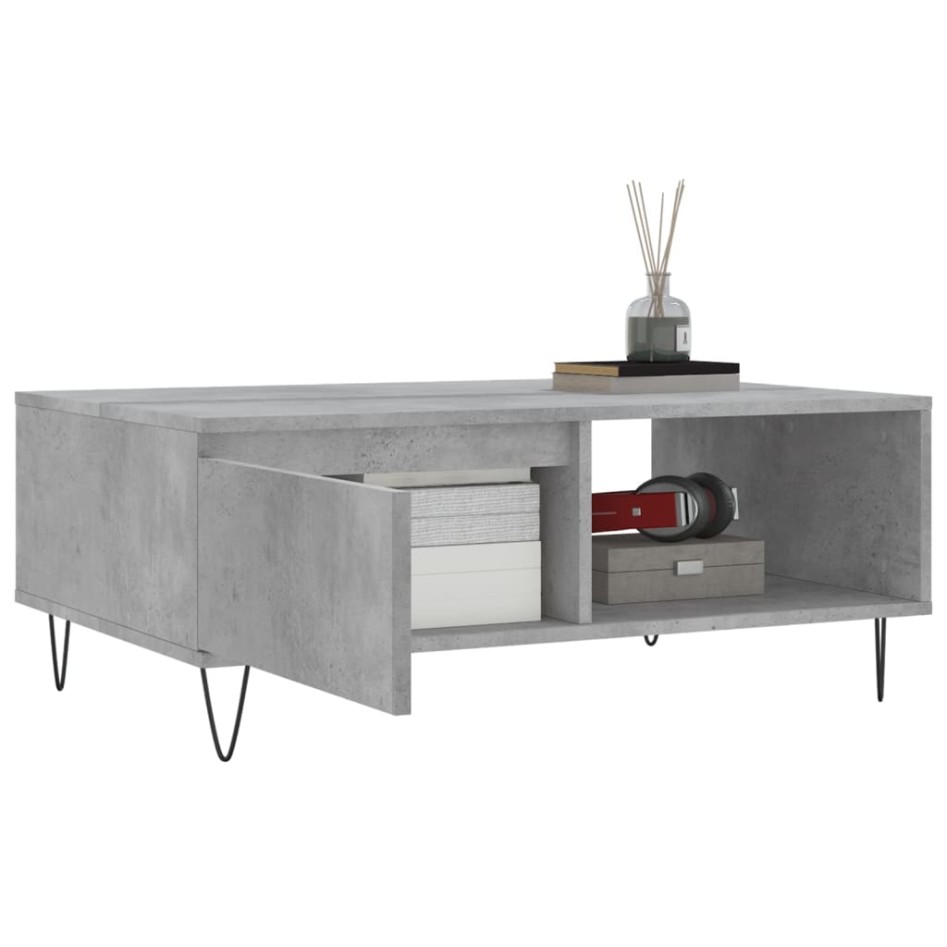 Mesa de centro madera de ingeniería gris hormigón 90x60x35