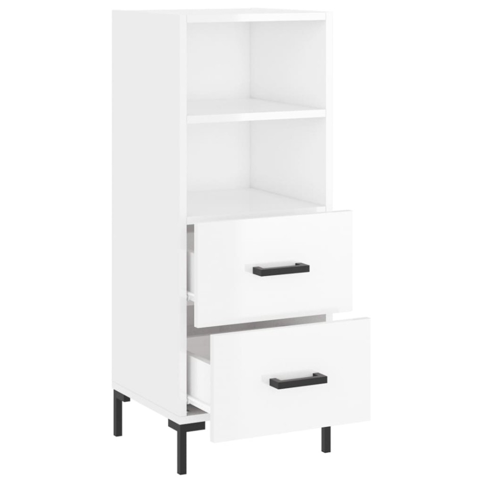 Aparador de madera contrachapada blanco brillante 34,5x34x90