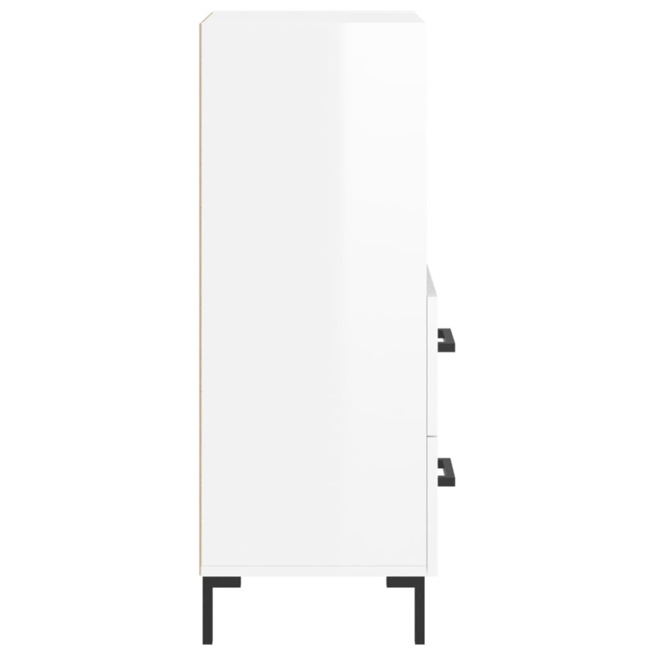 Aparador de madera contrachapada blanco brillante 34,5x34x90