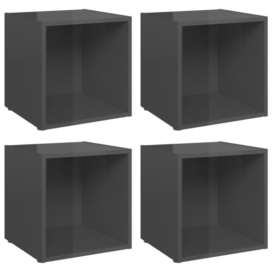 Muebles TV 4 uds madera contrachapada gris brillo 37x35x37