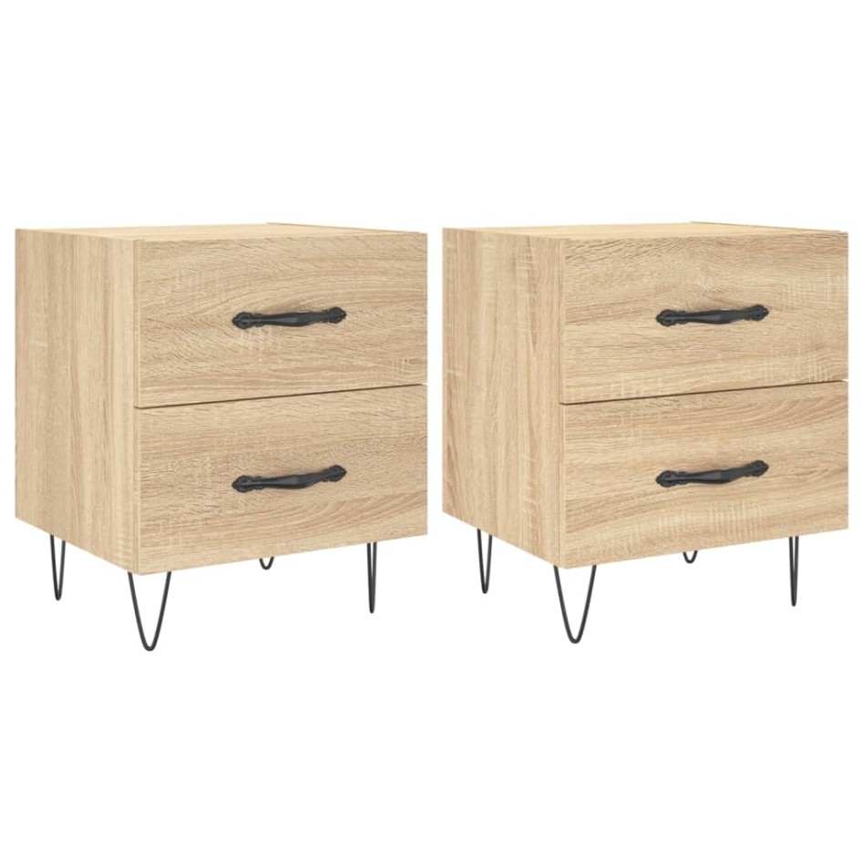 Mesita noche 2 uds madera ingeniería roble Sonoma 40x35x47,5