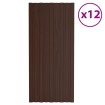 Panel de tejado acero galvanizado marrón 12 unidades 100x45 cm