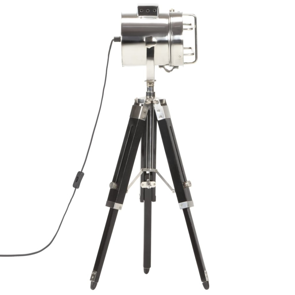 Lámpara con trípode de suelo madera maciza mango negro 69