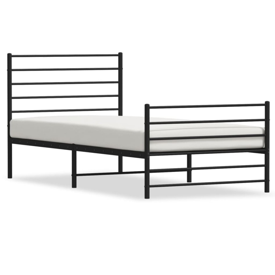 Estructura cama sin colchón con estribo metal negro 90x200