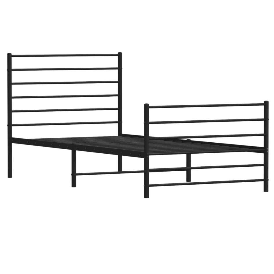 Estructura cama sin colchón con estribo metal negro 90x200