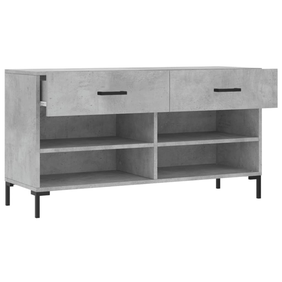 Banco zapatero madera de ingeniería gris hormigón 102x35x55
