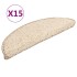 Alfombras de peldaños de escalera 15 uds crema 56x17x3