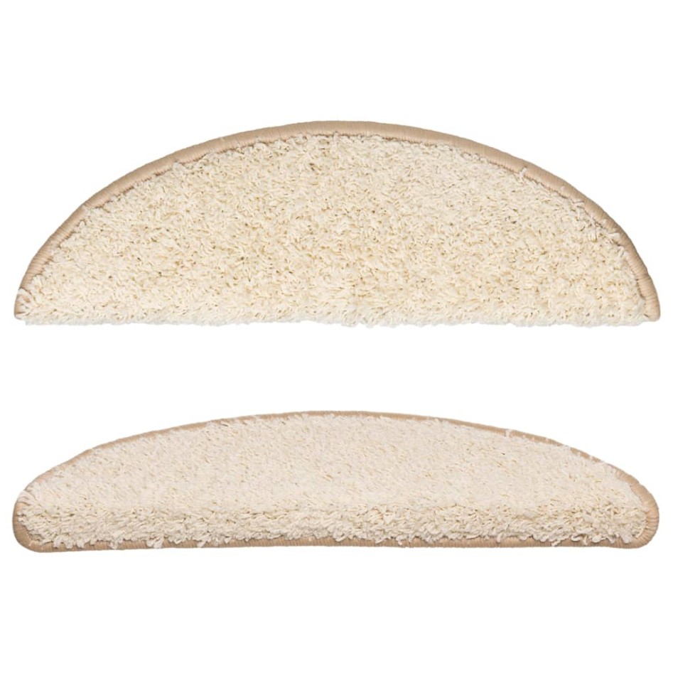 Alfombras de peldaños de escalera 15 uds crema 56x17x3