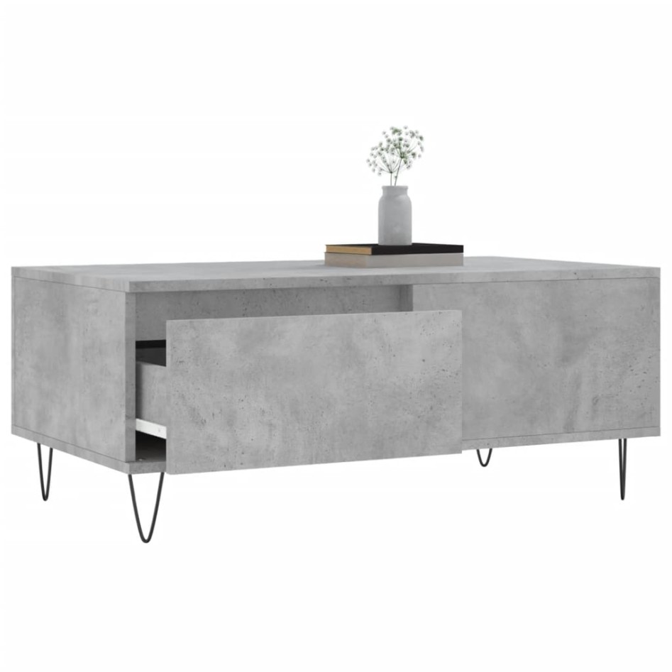 Mesa de centro madera contrachapada gris hormigón 90x50x36,5