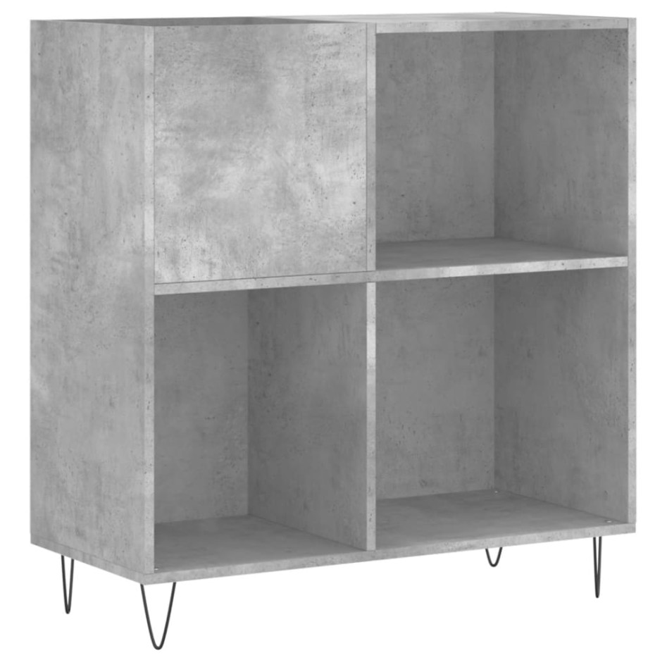 Mueble discos madera contrachapada gris hormigón 84,5x38x89