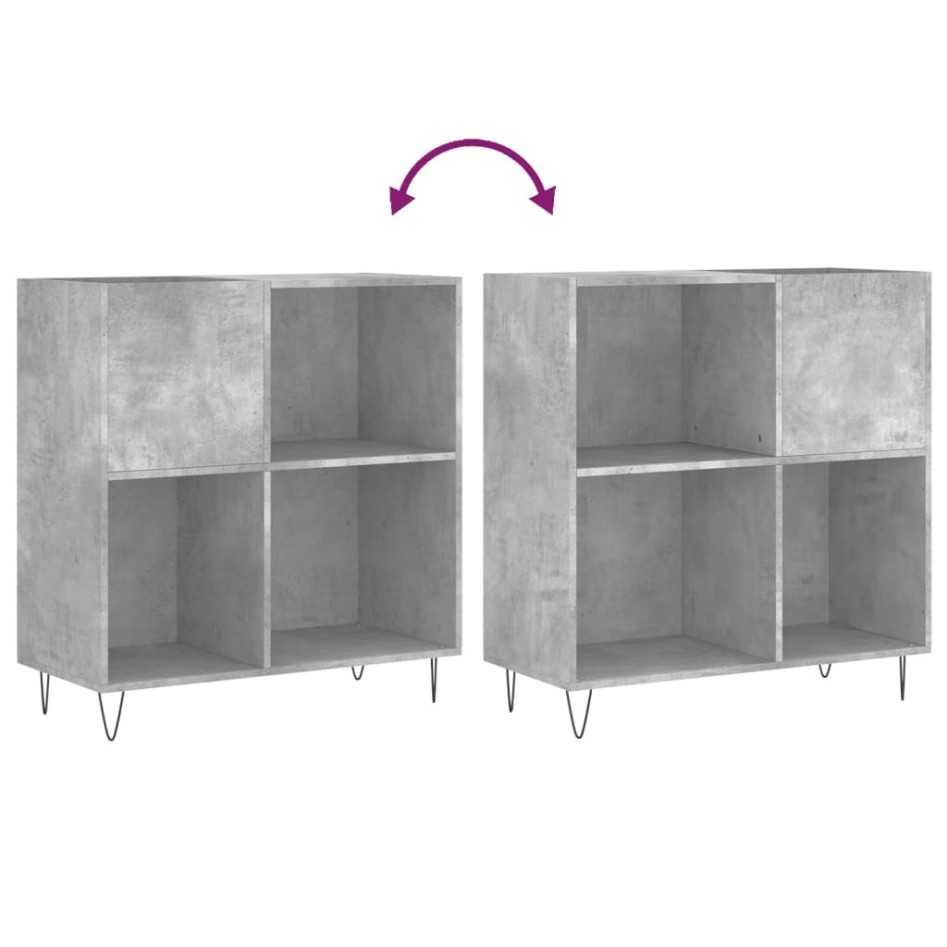 Mueble discos madera contrachapada gris hormigón 84,5x38x89