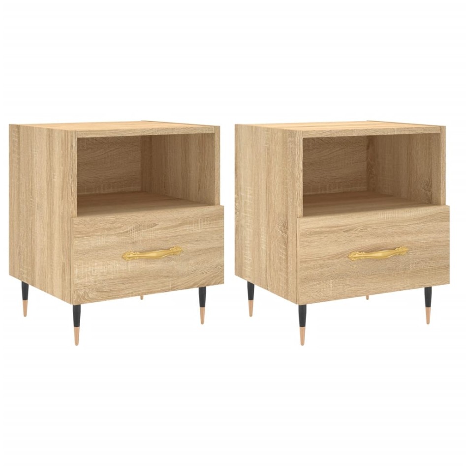 Mesita noche 2 uds madera ingeniería roble Sonoma 40x35x47,5
