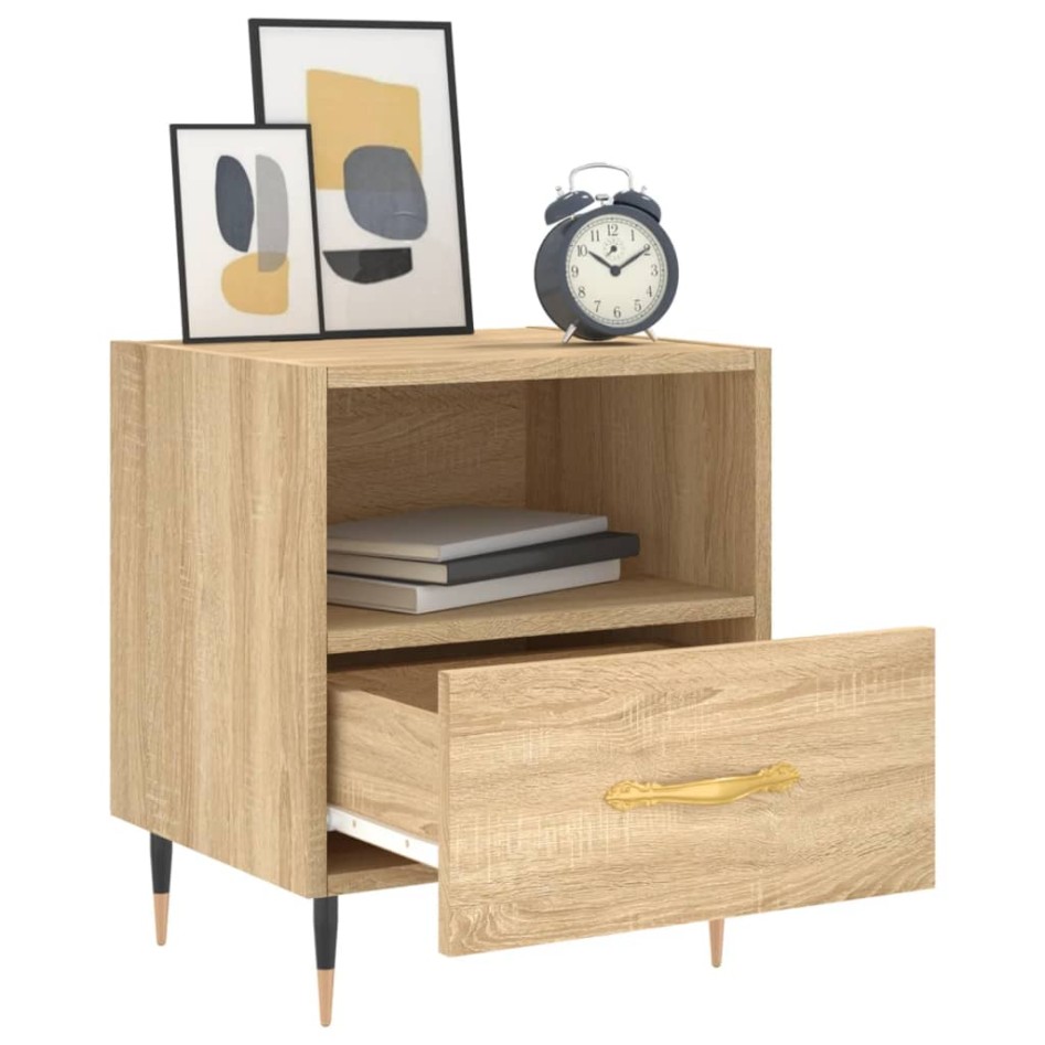 Mesita noche 2 uds madera ingeniería roble Sonoma 40x35x47,5