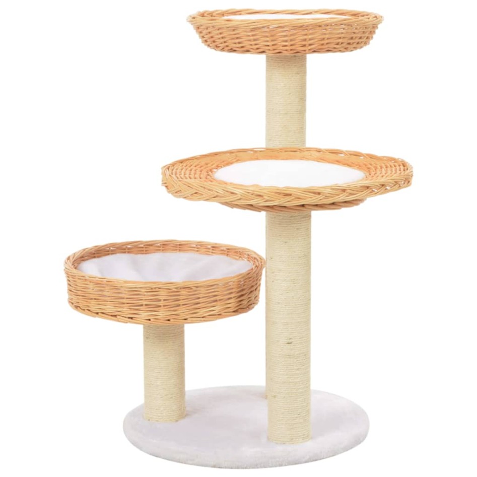Rascador para gatos con poste de sisal madera natural de