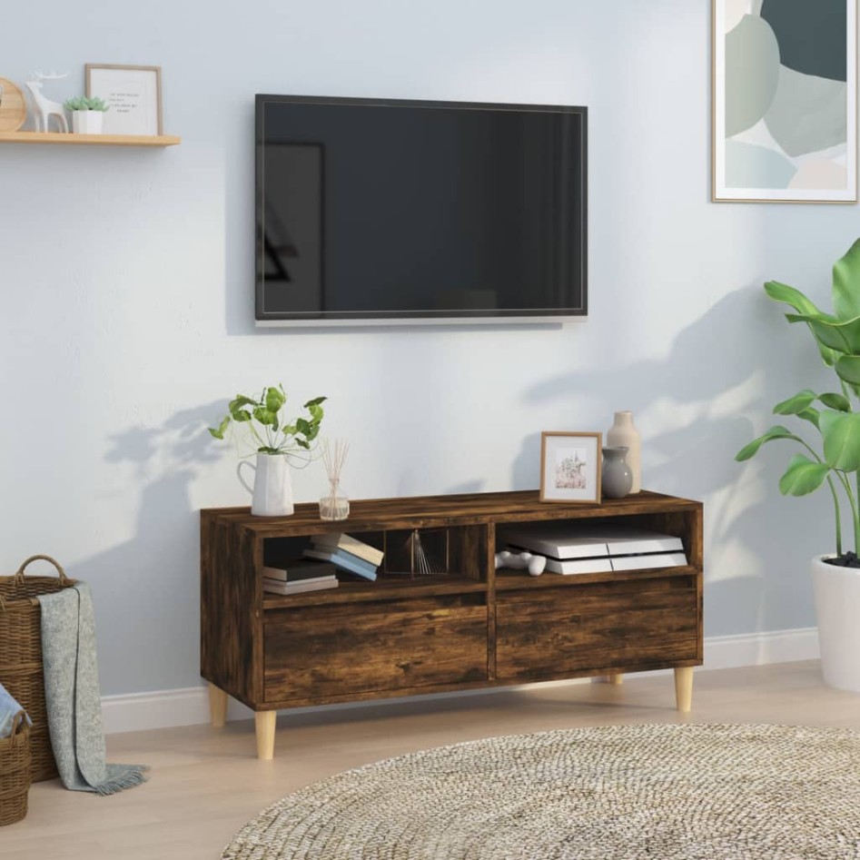 Mueble de TV madera contrachapada roble ahumado