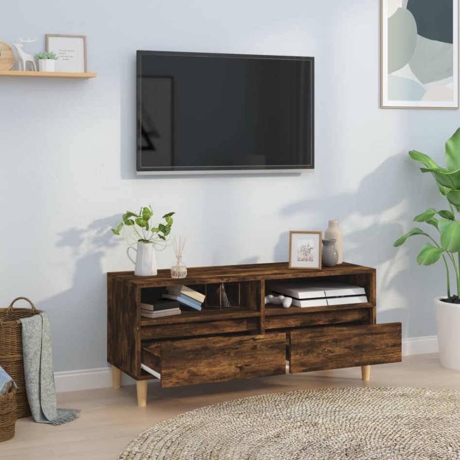 Mueble de TV madera contrachapada roble ahumado