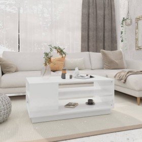 Mesa de centro de madera de ingeniería blanca 102x55x43