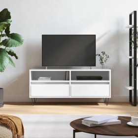 Mueble de TV madera contrachapada blanco brillo