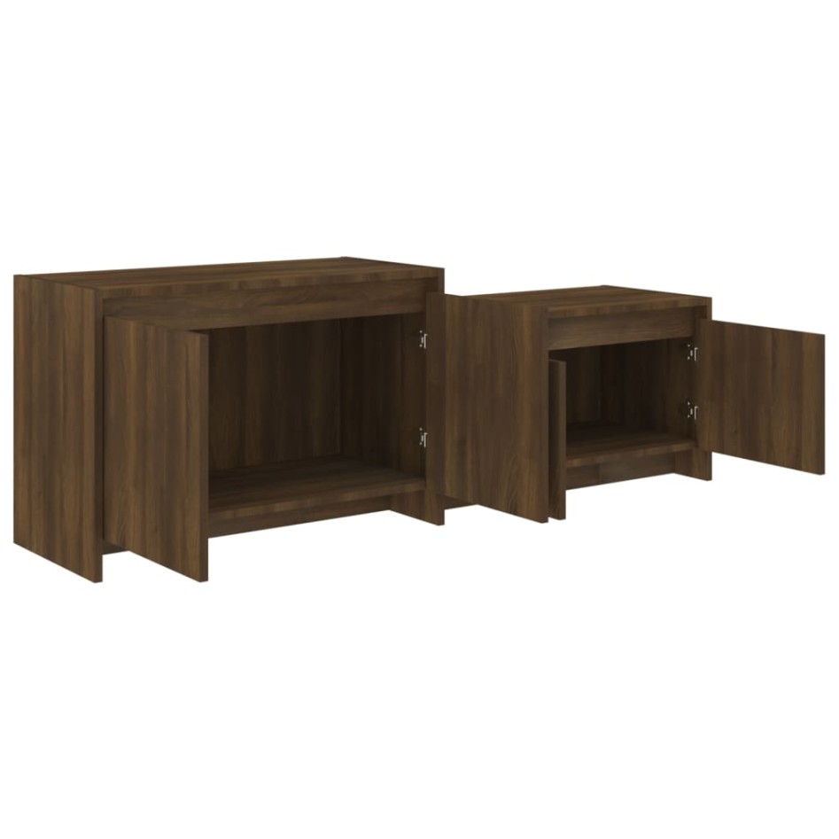 Mueble de TV madera de ingeniería marrón roble 146,5x35x50