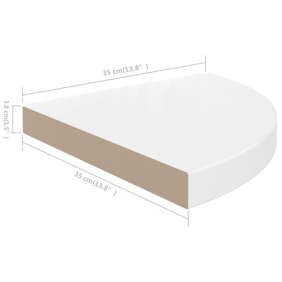 Estante flotante de pared 4 uds MDF blanco brillo 35x35x3,8