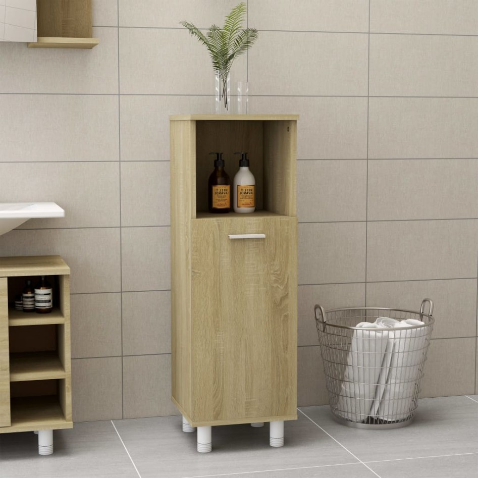 Armario de baño madera contrachapada color roble 30x30x95
