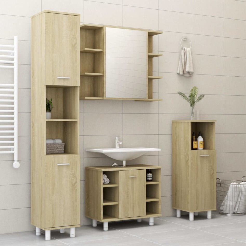 Armario de baño madera contrachapada color roble 30x30x95