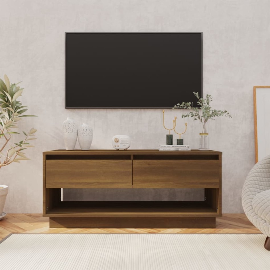 Mueble de TV madera de ingeniería marrón roble 102x41x44