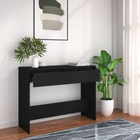 Mesa consola madera de ingeniería negra 100x35x76,5