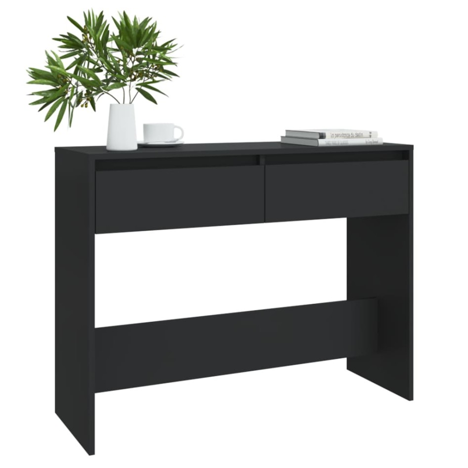 Mesa consola madera de ingeniería negra 100x35x76,5