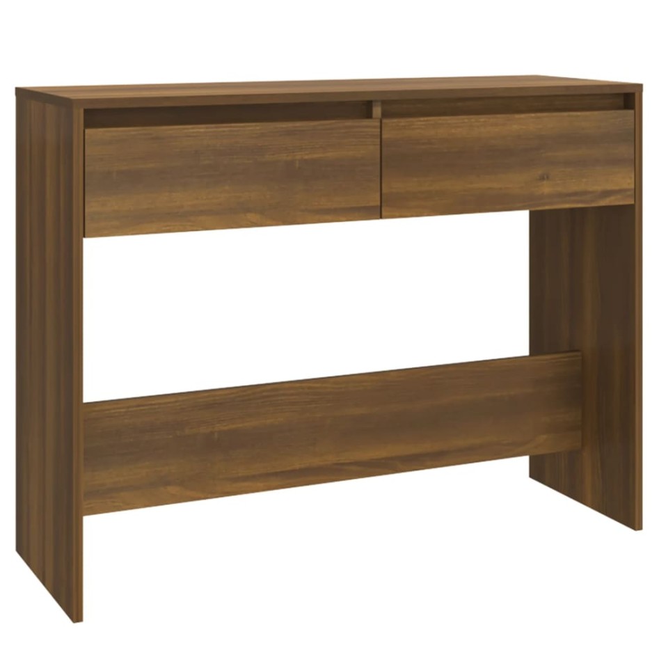 Mesa consola madera de ingeniería marrón roble 100x35x76,5