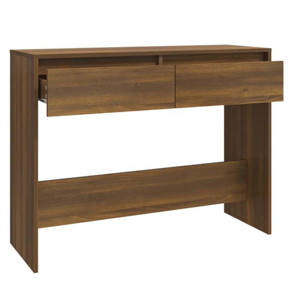 Mesa consola madera de ingeniería marrón roble 100x35x76,5