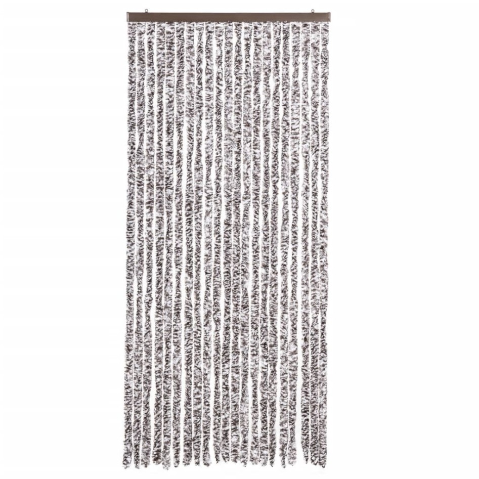 Cortina mosquitera chenilla marrón y beige 90x220
