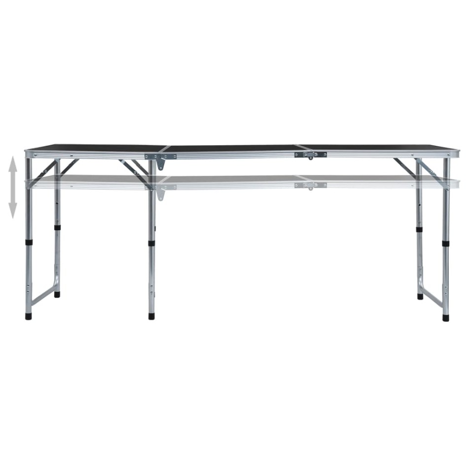 Mesa de camping plegable de aluminio gris 180x60
