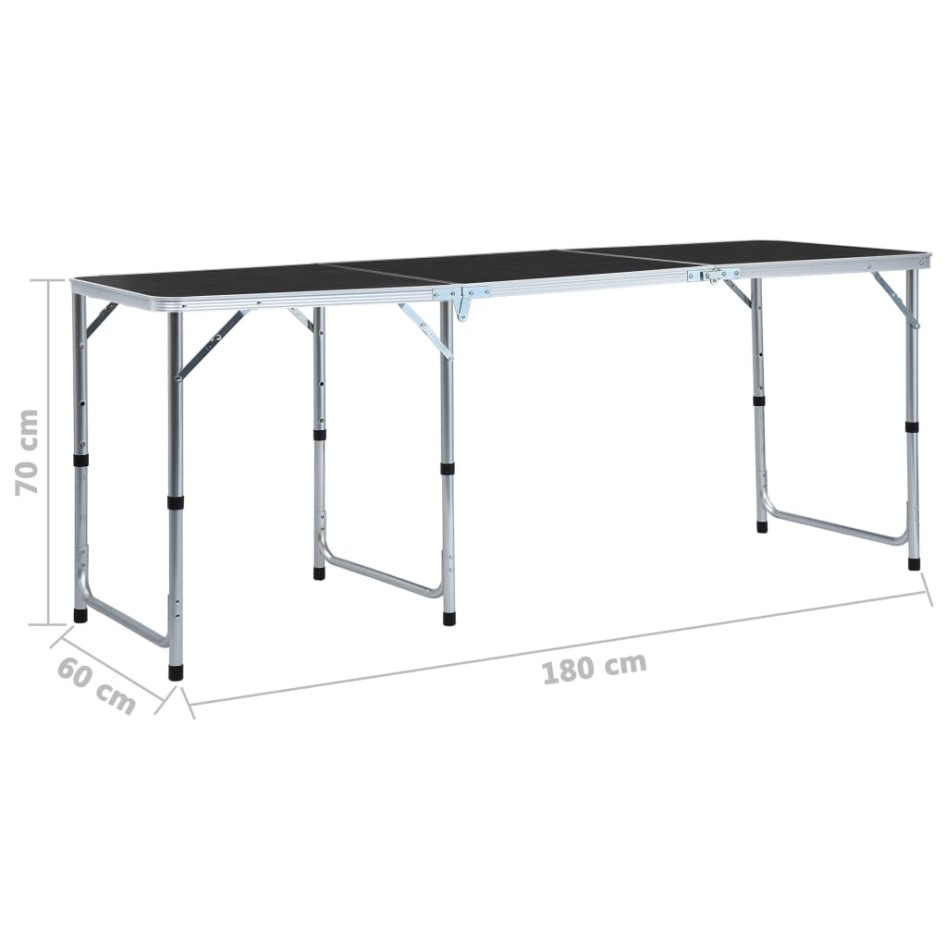 Mesa de camping plegable de aluminio gris 180x60