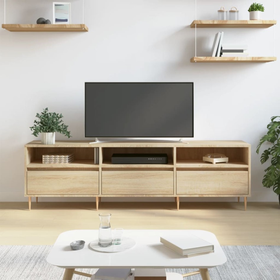 Mueble de TV madera contrachapada roble Sonoma 150x30x44,5