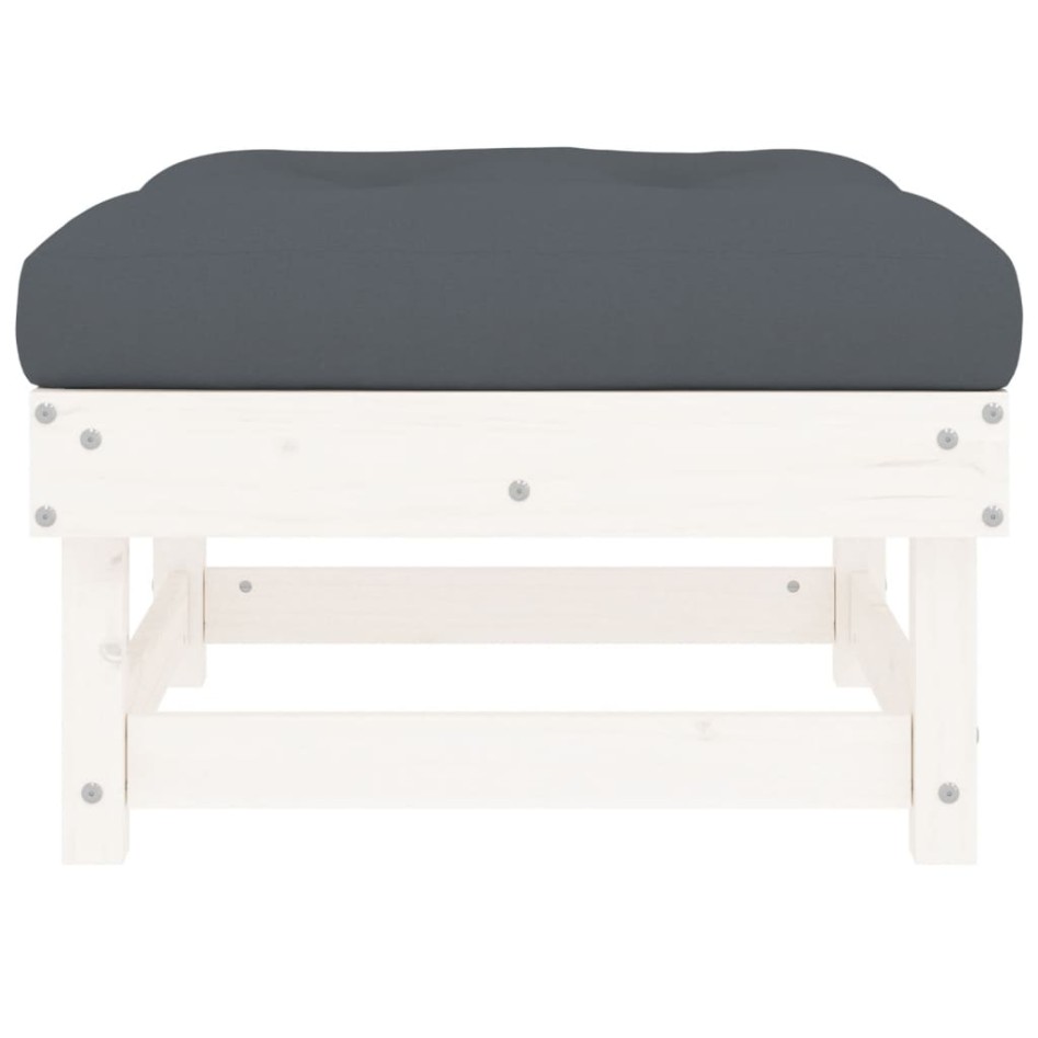 Taburete de jardín con cojín madera maciza de pino