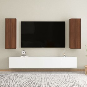 Muebles TV 2 uds madera de ingeniería marrón roble