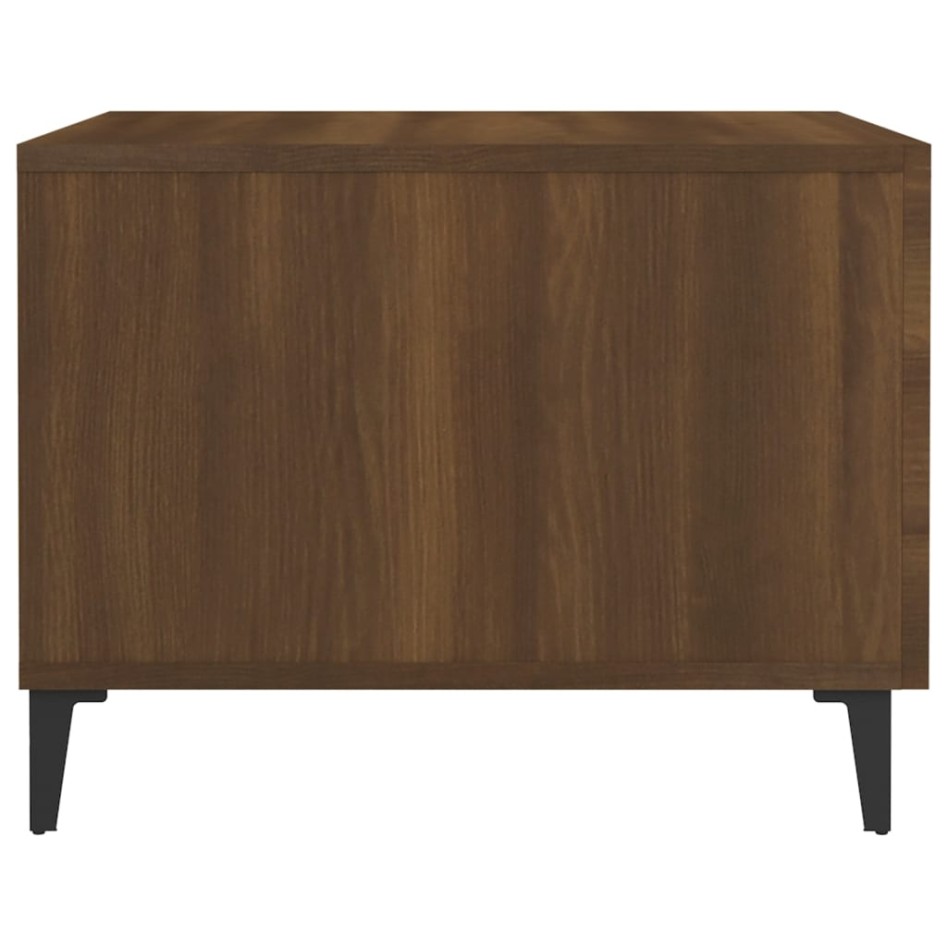 Mesas de centro con patas metal 2 uds marrón roble 50x50x40