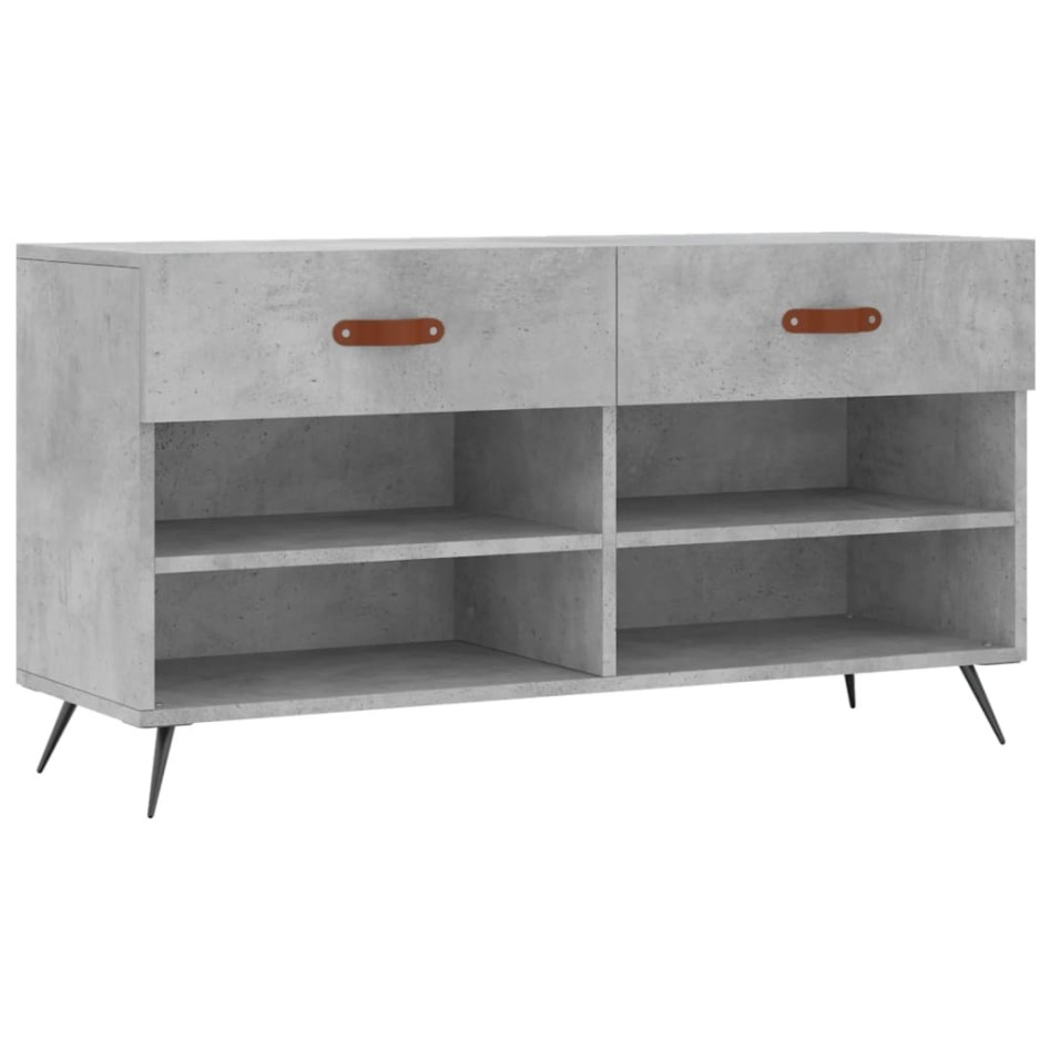 Banco zapatero madera de ingeniería gris hormigón 102x35x55